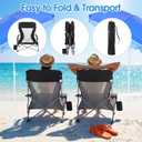 Huwena 2 Pack Beach Chairs with Umbrella for Adults, Low Folding Chair Set, Adjustable Detachable Umbrella, Lightweight Portable with Cup Holder & Carry Bag, for Beach Camping Travel(Black)