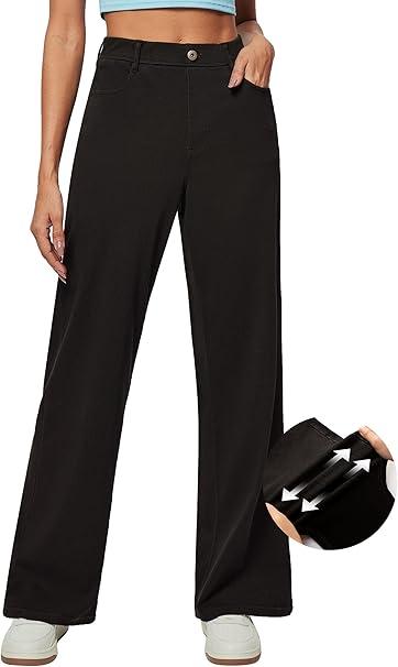 IUGA Wide Leg Jeans Woman Stretchy Sweatpant Jeans Women Pull On Baggy Jean High Waisted Trendy Straight Casual Denim Pants Size S