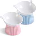 Ceramic Raised Cat BowlTilted Raised Bowl Anti Vomit Bowls for Indoor Cats Whisker Friendly Pet Feeder for Cats Puppies, Microwave and Dishwasher Safe (Pink+Blue)