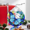 Stained Glass Ornament, Christmas Ornament, Hanging Ornaments for Home Decor & Christmas Tree Ornaments Exquisite Holiday Decor, Xmas Gifts & Holiday Present - Butterfly