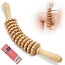 Wood Cellulite Massage Roller Wood Therapy Massage Tools Body Roller Fascia Blaster Lymphatic Drainage Massager for Legs Thighs Muscle Pain Relief(White 12-Wheel)