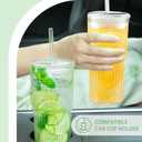 Luiaiog Glass Cups with Lids and Glass Straws, High Borosilicate 20OZ Tumblers (2Pcs) for Coffee, Tea, Juice, Smoothies, Hot/Cold Drinks at Home, Office