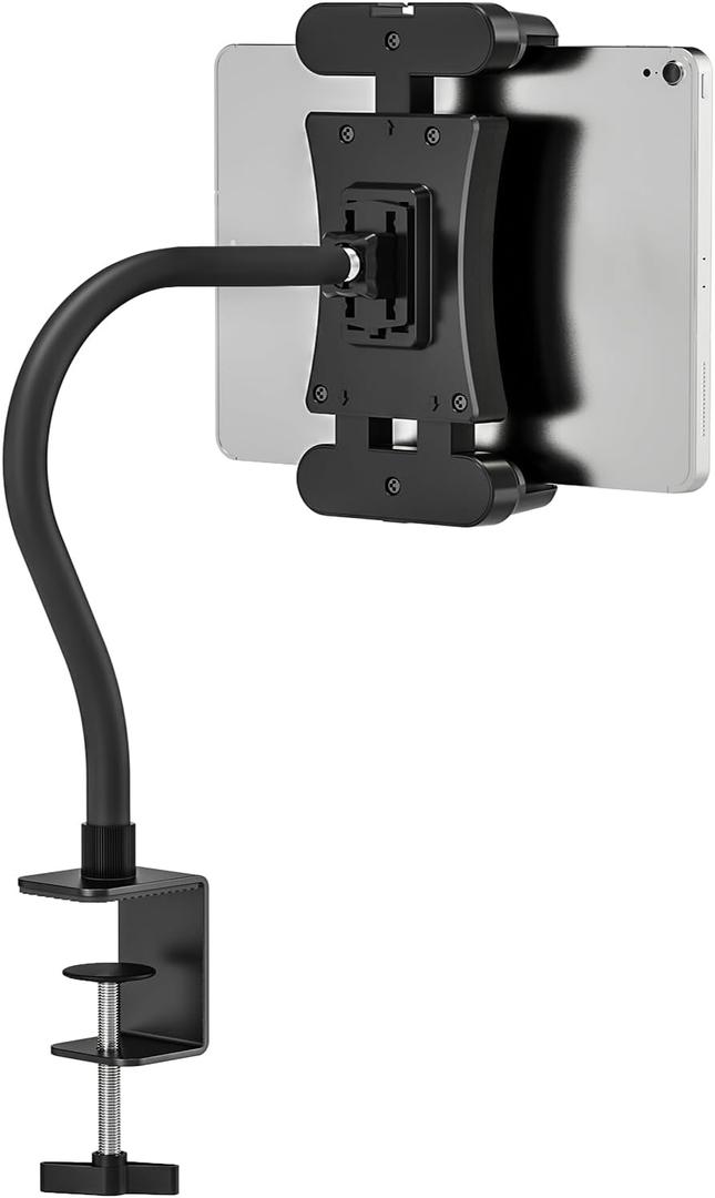 Tablet Stand Holder, Gooseneck iPad Desk Mount for Kitchen, Work Meetings, Video, Tablet Clamp Mount Compatible with iPad Mini/Air/Pro, Kindle Fire HD, Galaxy Tabs and All 4.7-13.5" Tablets