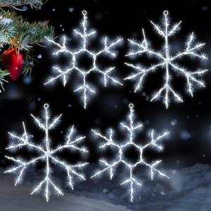 Tuanse 4 Pcs 16 x 13 inch Christmas Snowflake Light Large Christmas Silhouette Window Lights with Remote Control LED Lighted Snowflake Decoration Xmas Silhouette for Tree Outdoor Wall (White)