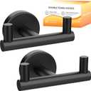 Towel Hooks for Bathrooms,Towel Hanger,Heavy Duty Wall Hook for Kitchen Bathroom,Robe Hook, Black Towel Holder Hooks for Hanging Towels,Coats,Bathrobe,Clothes,Loofah-Black(2 Pack)