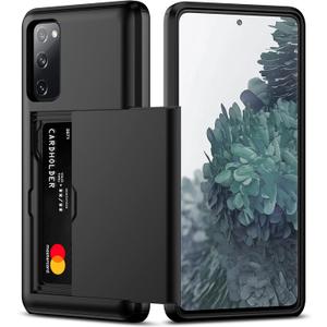 Nvollnoe for Samsung S20 FE Case with Card Holder Dual Layer Heavy Duty Protective for Galaxy S20 FE Case Hidden Card Slot Slim Wallet Cover for Samsung S20 FE 5G 6.5''(Black)