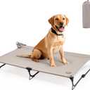 Daisy Cot, Large Foldable Elevated Dog Bed, Portable Raised Outdoor Folding Dog Cot, Cooling, Chew Proof, Waterproof, Heavy Duty Up to 160 Lbs for Camping/Home, Tan, 43"x27"x7
