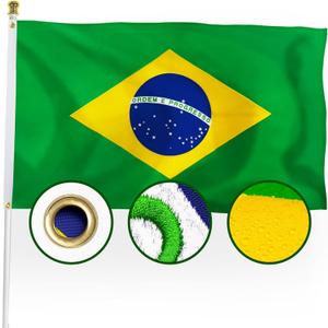 XIFAN Premium Brazil Flag 3x5 ft Outdoor, Large Double Sided Heavy Duty 210D Nylon Embroidered Brazilian National Country Flag, Longest Lasting Decoration with Brass Grommets, Bandeira Do Brasil