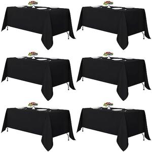 Fitable Black Tablecloths for Rectangle Tables, 6 Pack - 70 x 120 Inches - Reusable and Washable Table Clothes for 6-8 Ft Tables, Polyester Fabric Table Covers for Wedding, Party, Banquet