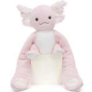 Karister Weighted Microwaveable & Freezable Axolotl Stuffed Animal, Hugable 4lb Salamander Plush with 38" Long Weighted Arms, 14“ Pink Axolotl Plushie Christmas Birthday Gift for Kids Adults