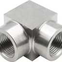 Stainless Steel 304 Pipe Fitting 1/4" NPT Female x 1/4" NPT Female, Square 90 Degree Elbow Fitting,1pc
