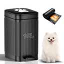 Dog Poop Trash Can Outside, 2.7Gal Dog Waste Trash Can with Lid, Foot Pedal, Dog Waste Container with 20 Bags, Pet Poop Bucket with Soft Close for Backyard Odor Control, Black