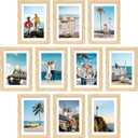 decorUhome 5x7 Picture Frame Set of 10, Display Photos 4x6 with Mat or 5x7 Unmatted for Picture Frames Collage Wall Decor, Natural