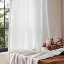 jinchan White Linen Curtains 96 Inch Long for Living Room Bedroom 2 Panel Set Soft Light Filtering Grommet Drapes Neutral Decor Suitable for Home Office Dining Room 8FT Semi Sheer Farmhouse Curtains