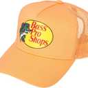 Bass Original Fishing Pro Trucker Hat Mesh Cap - Adjustable Snapback (Orange)