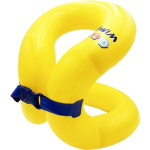 Swim Vest for Kids 33-88 lbs-Portable Inflatable Pool Floats Swimming Ring with Adjustable Safety Buckle-Swim Arm Bands with Double Surround Air Bag (Yellow)
