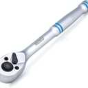NEIKO 3/8 Inch Ratchet Wrench, 100-Tooth Reversible, 3.6 Degree Swing, Quick Release, 8" Long Handle, Silver Chrome Vanadium Steel