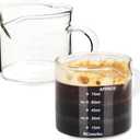 BCnmviku 2 Pack Double Spouts Measuring Triple Pitcher Milk Cup 75ML Espresso Shot Glasses Parts Clear Glass