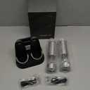 Electric Salt and Pepper Grinder Set Rechargeable, Automatic Salt and Pepper Grinder Set with Oversized Top Button, Stainless Steel Electric Salt and Pepper Shakers Set (Set of 2 with Charging Base, Silver)