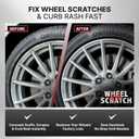 Wheel Scratch Fix Silver Touch Up Paint for Cars - DIY Alloy Wheel Repair Kit, Curb Rash Remover with Fast-Drying Pen - Long-Lasting OEM Finish Car Rim Paint for Scuffs and Chips at Home (Light Silver)