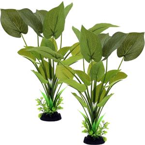 ALEGI Silk Aquarium Plants, 12 Inch Artificial Silk Plants Decorations for Fish Tank,Aquarium Dcor Plastic Plants (Green, 2 Pack)