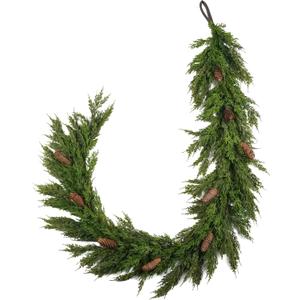 Norfolk Pine Garland 6ft Real Touch Realistic Christmas Garlands with Pinecone, Greenery Artificial Xmas Decorations Indoor Outdoor