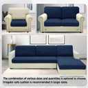 ZNSAYOTX Stretch Cushion Covers Sofa Cushion Couch Seat Covers Slipcovers Soft Replacement Unique Pattern Furniture Protector with Elastic Bottom (Navy, 1 Pc 3-Seat Cushion Cover)