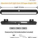 BLS T01LB LED Closet Light Super Bright 20 LED Under Cabinet Lighting Battery Powered/DC Input Wireless Motion Sensing Light, Auto On Off Switch, Motion & Light Sensor, Light Beam Adjustable