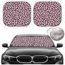 Gven Windshield Sun Shade 2pcs with Bonus Pink Car Sunshade for Front Window Shades 2025 Technology Reflect UV and Heat Sun Visor Automotive Accessories Interior Sun Protection (Pink Leopard, M)