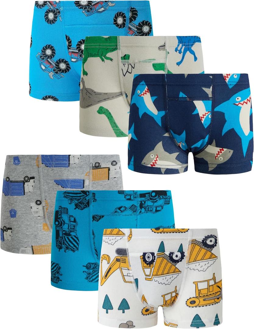Boboking Toddler Boys Trainer Underwear Little Kids Boy Boxer Briefs (6, White Blue Gray), Size 6T