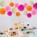 BestoFun 16 PCS Hot Pink Orange Cream Party Decorations Tissue Paper Flowers Pom Poms Decorations for Girl Groovy Birthday Baby Shower Wedding Bachelorette Room Wall Hanging Dcor