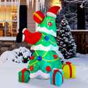 Alupssuc 5FT Inflatable Christmas Tree Decorations Outdoor with Built-in LEDs Lights, Blow Up Santa Claus Tree with 4 Gift Boxes Outside/Indoor Xmas for Yard, Garden, Lawn, Party, Holiday Decor