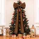 20 x 71 Inches Christmas Extra Large Velvet Bows Christmas Tree Topper Decor Giant Xmas Tree Toppers Bows for Home Wreath Wall Backdrop Birthday Wedding Party Decorations(Brown)