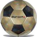 Soccer Ball - Premium Boy and Girl Official Match Ball with Cool Reflective Iridescent Rainbow Hex Pattern, Durable, Indoor, Outdoor, Training, Practice, Playtime and Games (Size 3, Black & Gold)