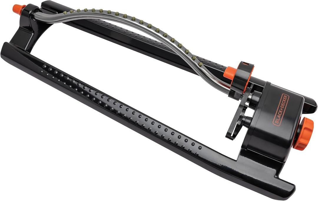 Black + Decker 3,600 Sq Ft Metal Oscillating Sprinkler Durable, Adjustable, Even-Coverage Watering BD3435