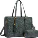 LOVEVOOK Laptop Bag for Women Vintage Leather Laptop Tote 17.3 inch Large Capacity Computer bag with Clutch Purse for Work