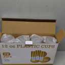 N9R 72PCS Gold Plastic Cups, 12OZ Clear Plastic Cups with Gold Rim, Disposable Cups Perfect for Parties, Wedding and Birthday