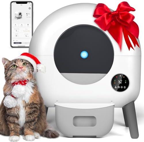 Self Cleaning Litter Box - Automatic Cat Litter Box with APP Control, Multi-Cat Compatible,1 Roll of Garbage Bags and Mat,105L white2.0