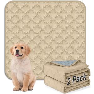 FunFurry Washable Pee Pads for Dogs - 2 Pack Reusable Pee PadsWaterproof Puppy PadsPet Training PadsSuper Absorbent with Dog Paw Shape Non-Slip Backing (Cream, 31" X 36" - 2 Pack)