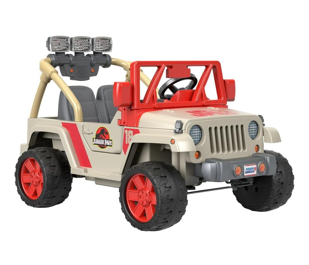 Power Wheels Jurassic Park Jeep Wrangler, battery powered ride on toy, 12Volts, 5MPH max Speed