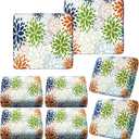 Hosuly 8 Pcs Summer Dahlia Sofa Cushion Cover for Patio Summer Floral Stretch Outdoor Sofa Seat Cushions Covers Tropical Flower Indoor Replacement Couch Slipcover Flexibility Chair Seat Cover