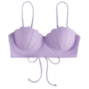 Strappy Seashell Bikini Top Mermaid Swim Tops Push Up Bathing Suit Shell Bra Tops for Women with Underwire, S