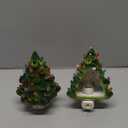 Brightown Ceramic Christmas Tree Night Light - 2 Pack 6" Christmas Decorative Ceramic Tree with ON/Off Switch, Vintage Christmas Night Light for Bedroom Bathroom Porch Holiday Decor (Green)