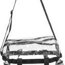 Clear Handbag, Transparent Handbag Large Capacity Cold Proof PVC Clear Tote Bag Mutifunction Storage Bag for Outdoors Hiking Travel Shopping (Black)