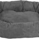 Majestic Pet 40 Inch Large Washable Dog Bed, Orthopedic Donut Cuddle Furniture for Big Dogs, Soft and Cozy Faux Suede Calming Pet Crate Pad & Mat, Fluffy Pet Bed - Gray