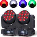 Moving Head Light Beam Wash 12x12W LED Stage Lighting RGBW 4in1 Professional DMX 512 Strobe Effect Sound Activated DJ Lights for DJ Night Clubs Disco KTV Bar Show (2 Pack)