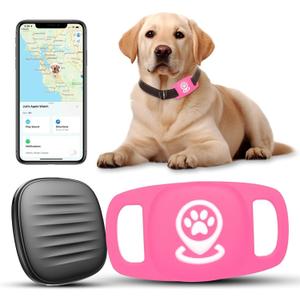 Pet Tracker for Dog, Dog Tracker Smart Pet Location Tracker with Holder, Smart Item Finder, MFi Certificated, Dog Tracking Device, No Monthly Fee, Works with Find My, iOS Only - Pink Case