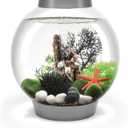 biOrb Classic 15 Acrylic 4-Gallon Aquarium with Multi-Color Remote-Controlled LED Lights Modern Compact Tank for Tabletop or Desktop Display, Silver