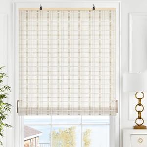 LazBlinds Cordless Bamboo Blinds, Roll Up Shades for Windows, Light Filtering Hanging Window Patio Indoor/Outdoor Porch - Blinds Size: 31 1/5'' W x 72'' H, Whitewash B (BAM-KKJL-71) (32'' W x 72'' H)