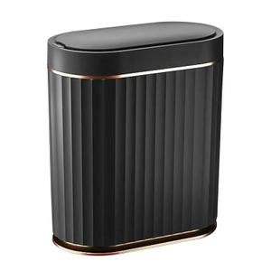 ELPHECO Black Bathroom Trash Can with Lid 2 Gallon Sensor Trash Bin, Automatic Narrow Garbage Can, Waterproof Smart Trash Can, Slim Motion Sensor Waste Bins for Bathroom, Living Room, Office